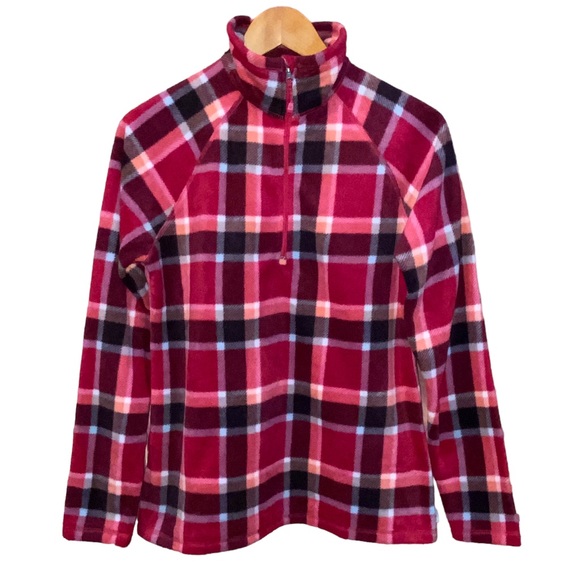 Eddie Bauer Venture Red Plaid 1/4 Zip Plush Pullover Fleece Top - Women’s Small - Picture 5 of 12